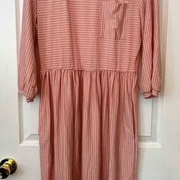 MEROKEETY Women's 3/4 Balloon Sleeve Striped High Waist T Shirt Midi Dress Size Large