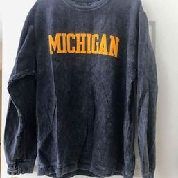 University Of Michigan Corduroy Crew Neck Sweatshirt Adult L Blue Vintage Wash