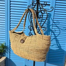 WOVEN RAFFIA  STRAW BEACH BAG TOTE SHOUDER BAG