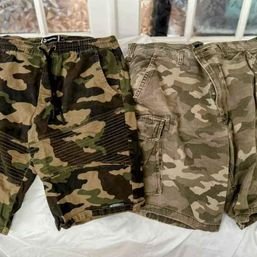 2 Pairs Of Men's Camo Cargo Shorts Size L & 38