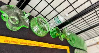 Large 13 Piece Collection Of Vintage Uranium Glass Serveware. Perfect To Complete A Set Or Start A New One!