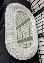 Beautiful Oval White Wicker Mirror 28' X 19'