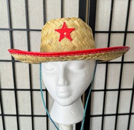 Costume Straw Cowboy/Cowgirl Red Star Hat