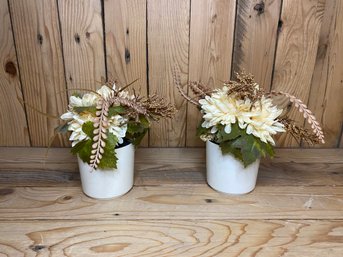 Faux Flowers Fall Heather Mum Pots