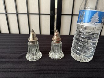 Vintage Clear Glass & Silver Topped Salt & Pepper Shakers