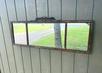 Beautiful Antique Carved Wood 3-panel Buffet Mirror