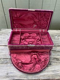 1920s Antique Victorian Purple Velvet-silk Jewelry And Vanity Box