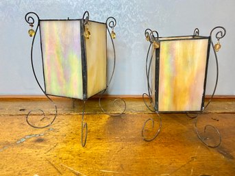 Iridescent  Glass Footed Holders