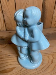 Vintage Shawnee Pottery Blue Boy And Girl Vase/Planter, Ceramic