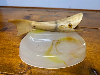 Horn Carved Fish Ashtray