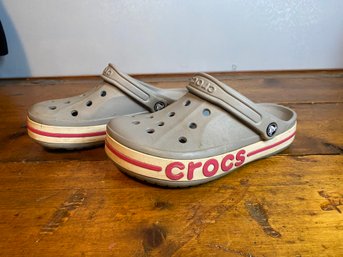 Womens Size 8 Crocs- Pink And Grey