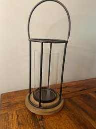 Wood And Metal Pilar Candle Lantern