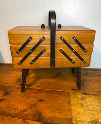 Wooden Accordion Style Sewing Box