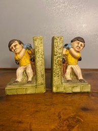 Pair Of Tiawan Golfer Bookends