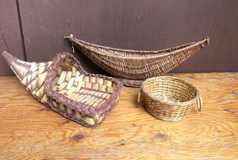 Wicker Cornucopia Basket And More