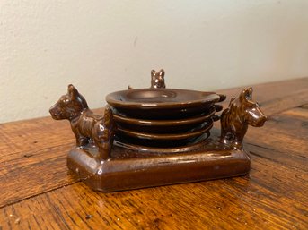 Occupied Japan Scottie Dog Ashtray Set