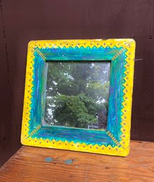 Eclectic Wood And Metal Frame Mirror