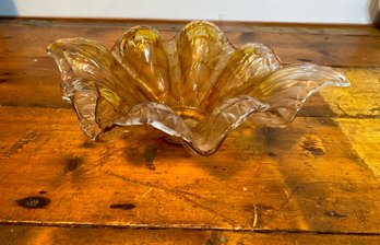 Beautiful Murano Sun Kissed Amber Glass Bowl