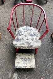 Colonial Fabric Chair And Small Storage Footstool