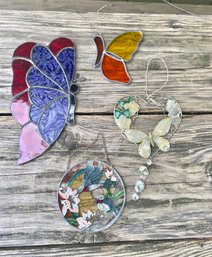 Stain Glass And Shell Butterfly Lot