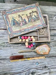 Vintage Vanity Brushes And 1930 Jewelry Box