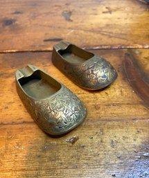 Pair Of Brass Shoe Ashtrays