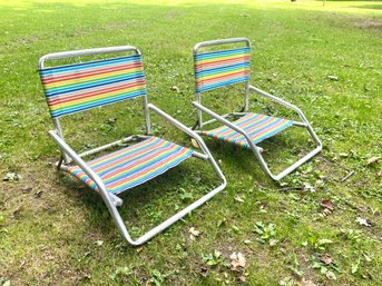 Matching Pair Of Low Beach Chairs