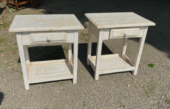 Pair Of Shabby Chic White End Tables