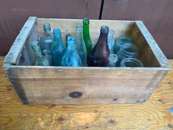 Crate Full Of Antique Bottles