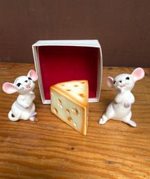 Antique LEFTON JAPAN  Mice And Cheese Shakers