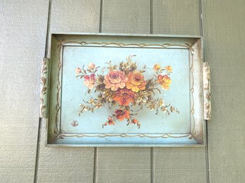 Hand Painted Floral Wooden Tray- Hang Or Table Top