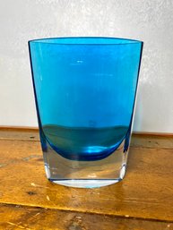 Blue Oval Glass Vase