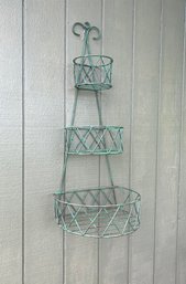 3 Tier Wired Basket Shelf- Teal Patina