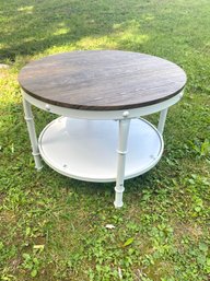 Round White Metal And Wood Coffee Table