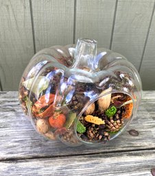 Glass Open Face Pumpkin Decor With Filling