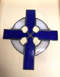 Blue Glass Celtic Cross