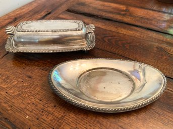 English And National Silver Co- Butter Dish And Other