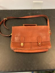 Vintage Coach Brown Leather Briefcase Messenger Bag