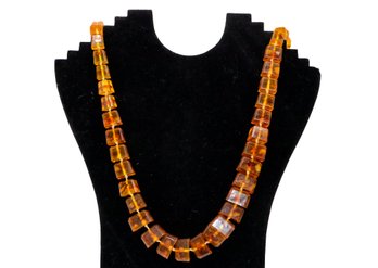 Large Breads Amber Color Plastic Beads Necklace