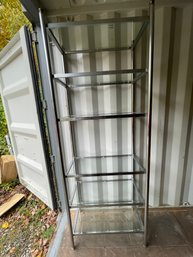 Metal Etegere Unit With Six Glass Shelves