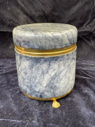 Footed Marble Stone Gold Accented Jar