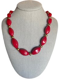 Vintage Signed NAPIER Large Red Faceted Beaded Necklace