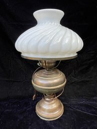 Vintage Brass White Top Oil Lamp