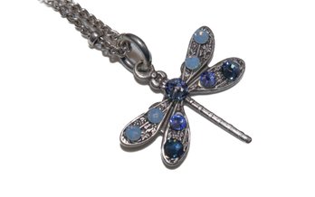 Baked Beads Necklaced With Sparkly Dragonfly Pendant