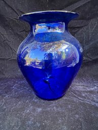 Blue Glass Urn Shape Vase