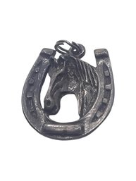 Vintage Sterling Silver Horse And Horseshoe Pendant