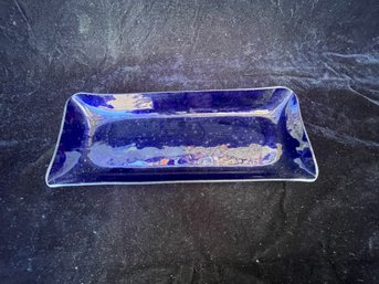 Blue Glass Rectangular Serving Dish