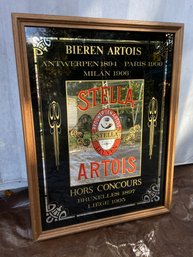 Vintage Stella Artois Beer Mirror Bar Sign Framed