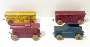 4 Vintage Wooden Rail Cars