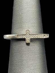 Sterling Silver Faith Hope Love Clear Stone Cross Ring